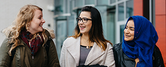 Day in the Life 341x139 - Three students talking outside