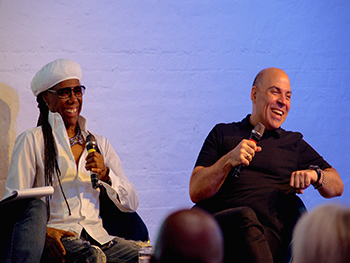 Nile Rodgers and Merck Mercuriadis at the recent Songwriting Studies Research Network day credit Louis Coupe Nile Rodgers and Merck Mercuriadis at the Songwriting Studies Research Network credit Louis Coupe