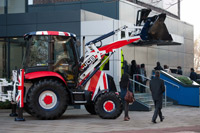 JCB Chairman Sir Anthony Bamford and Professor David Edwards