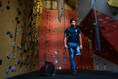 Adam Islam photographed at Redpoint Climbing Centre in Birmingham Adam Islam at Redpoint Climbing Centre Birmingham