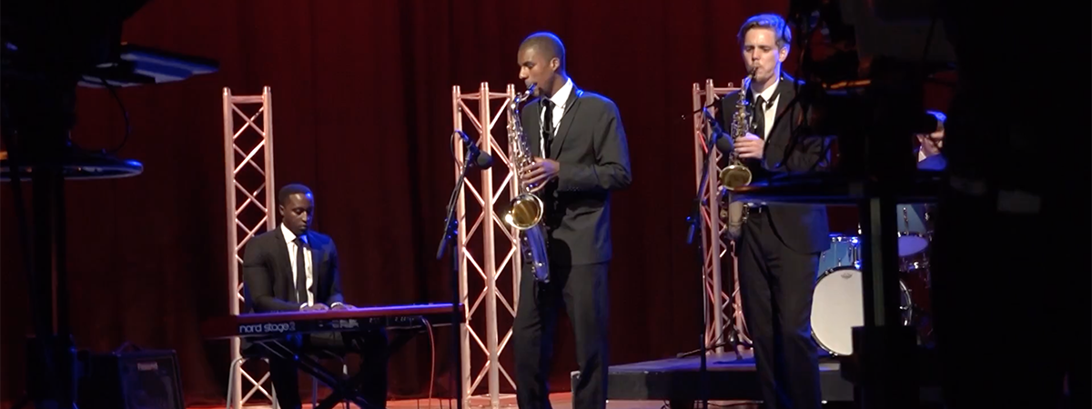 Image of Jazz musicians playing at Jazz 1080 show.