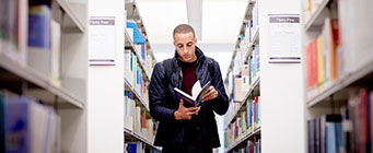 Student in library