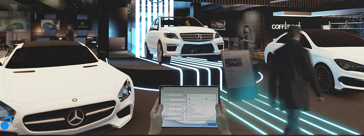 A section of the team's presentation board showing their showroom design