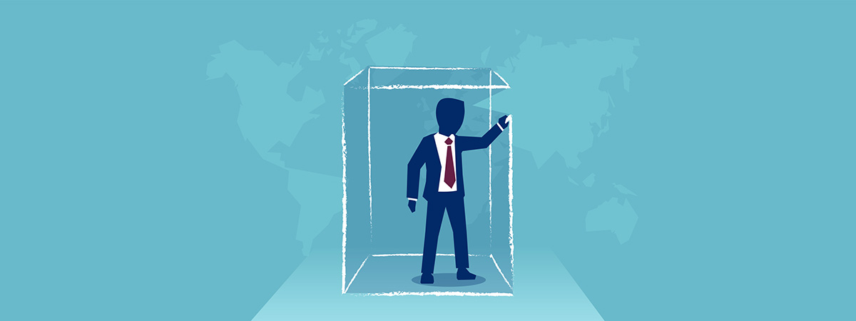 Silo Mentality 1200x450 - Cartoon man in a box
