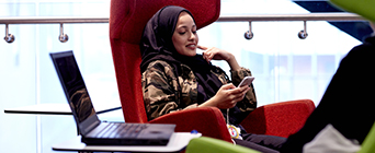 student using phone