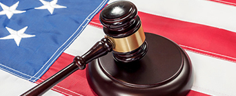 American flag with a gavel