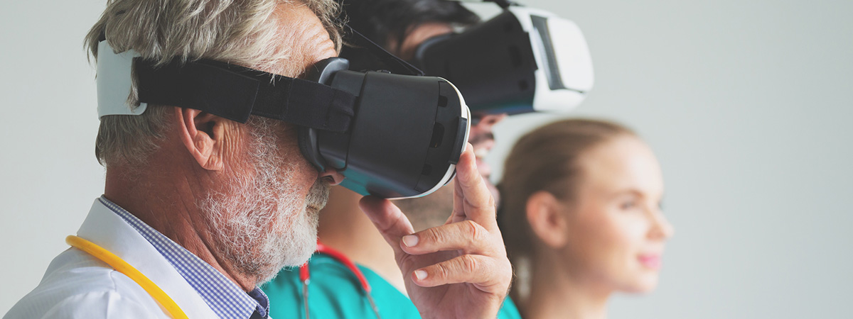 Doctors wearing VR headsets