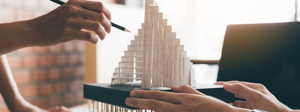 Architecture students working