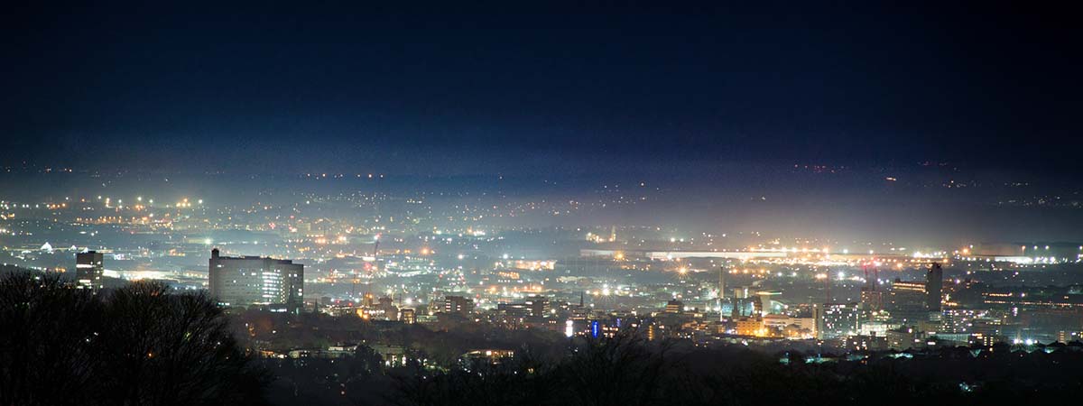 Yorkshire Ripper 1200x450 - Sheffield skyline at night